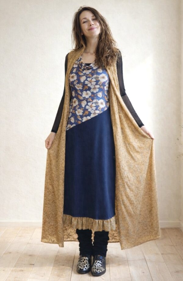 Liva okergeel kant vest