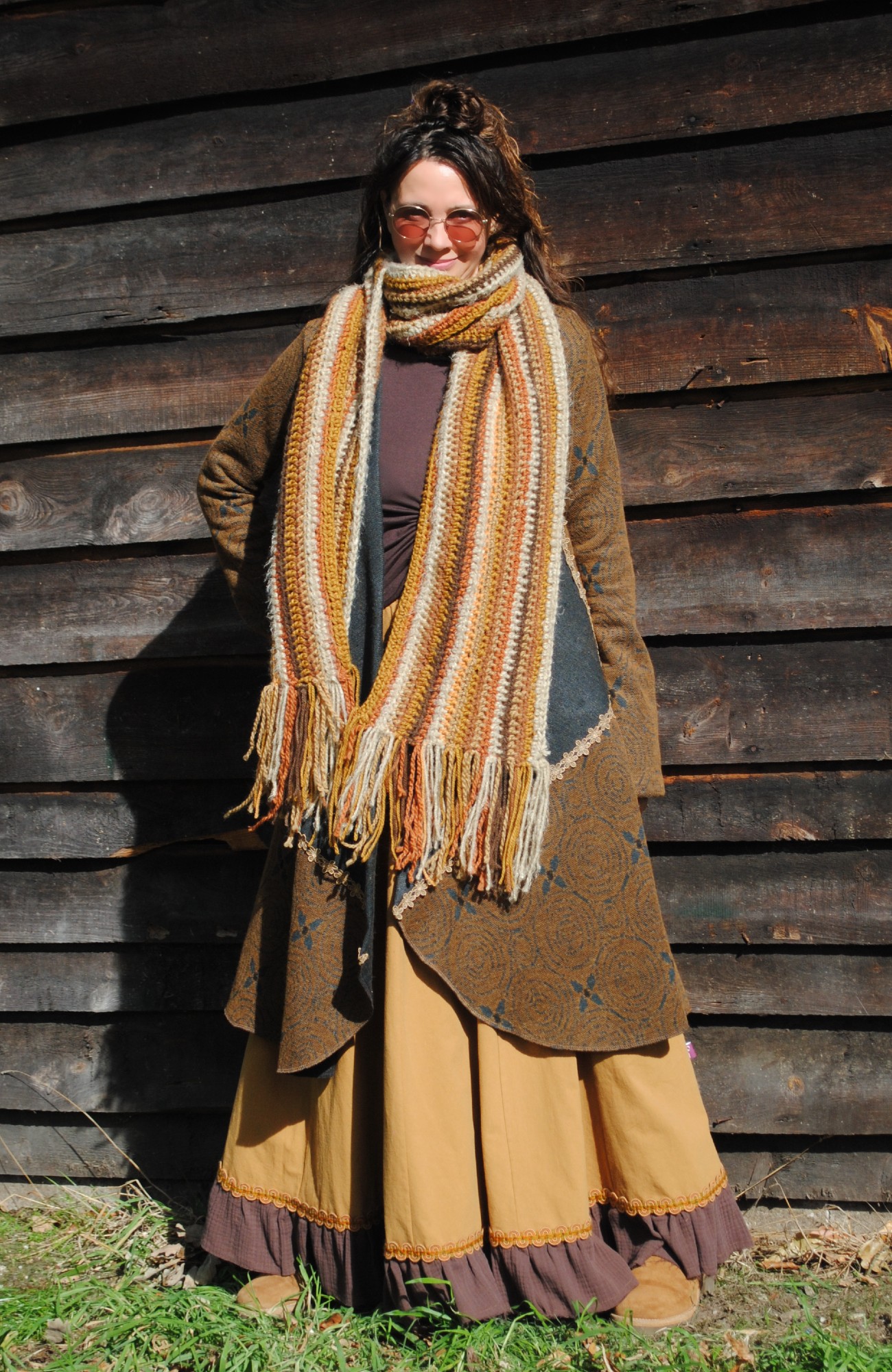 Auralyn artistieke kaneelkleurige jas