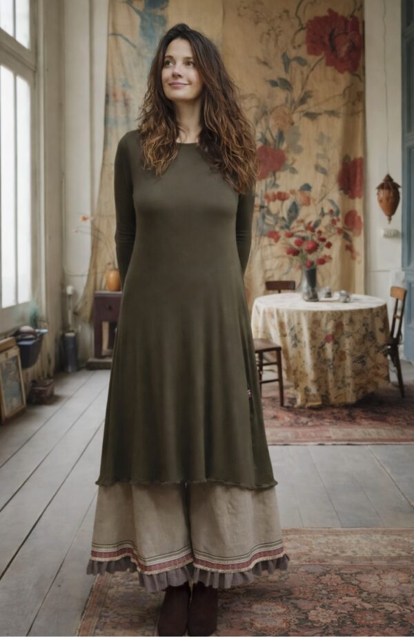 Devika mosgroene tricot jurk