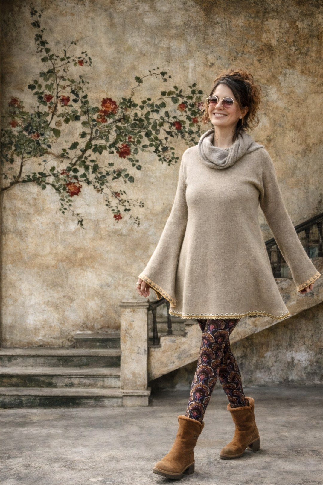 Maelen Knitted Turtleneck Sweater Sand Color