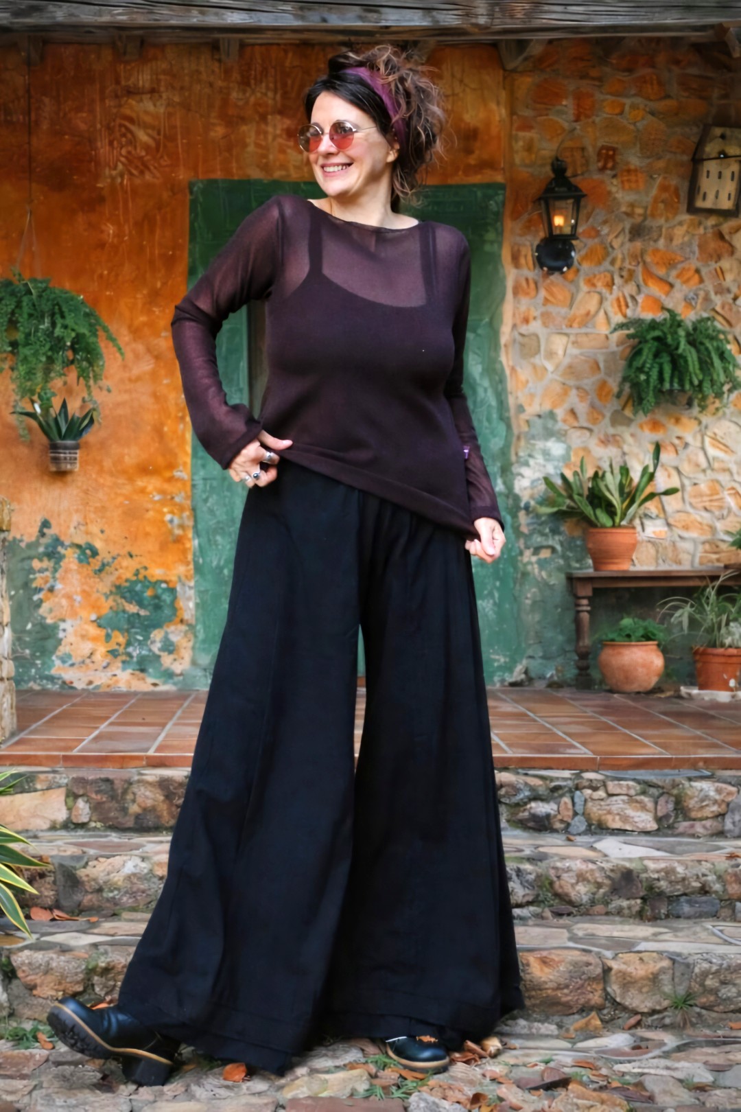 Manu Black Wide Cotton Pants