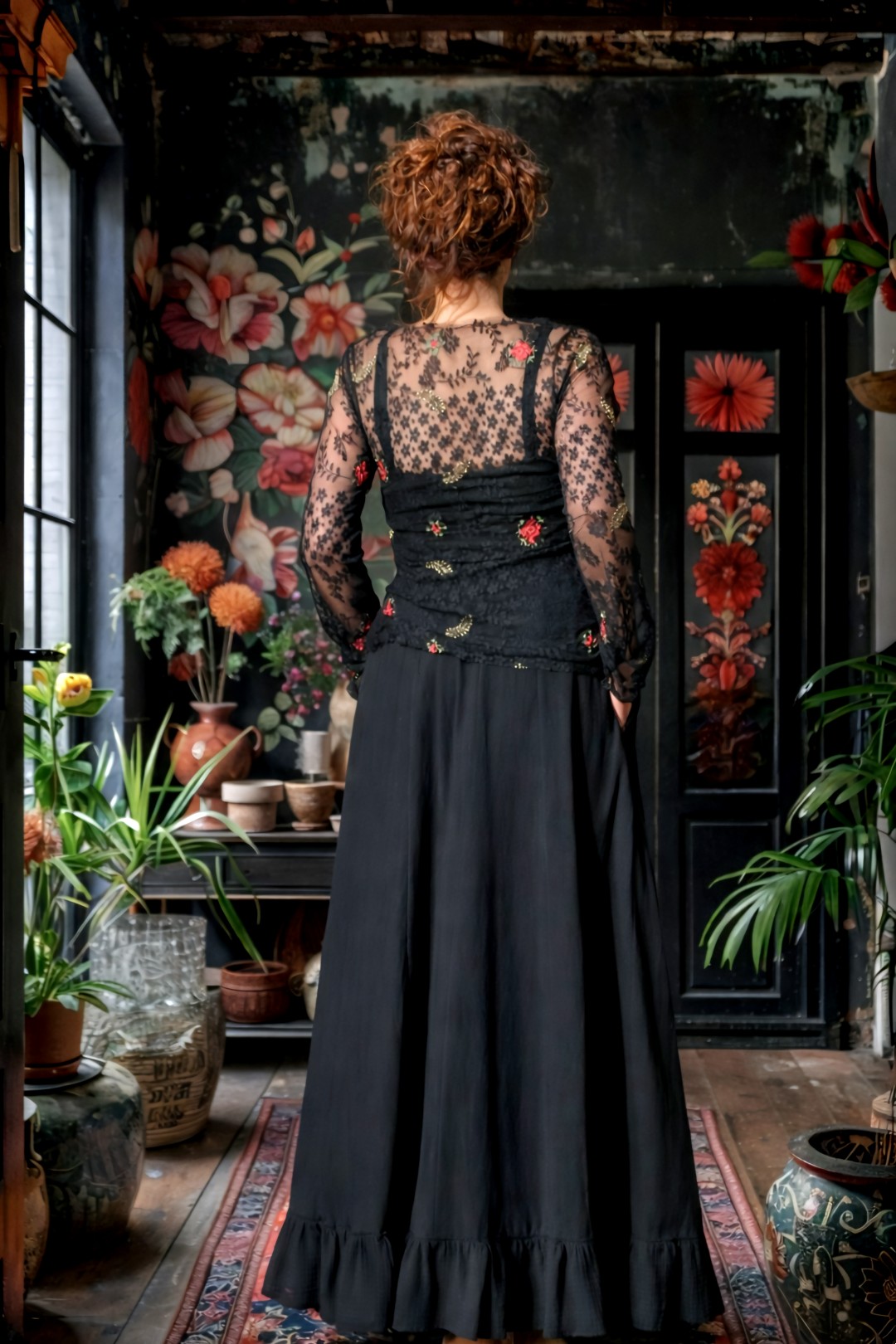 Nyx Long Black Wide Skirt