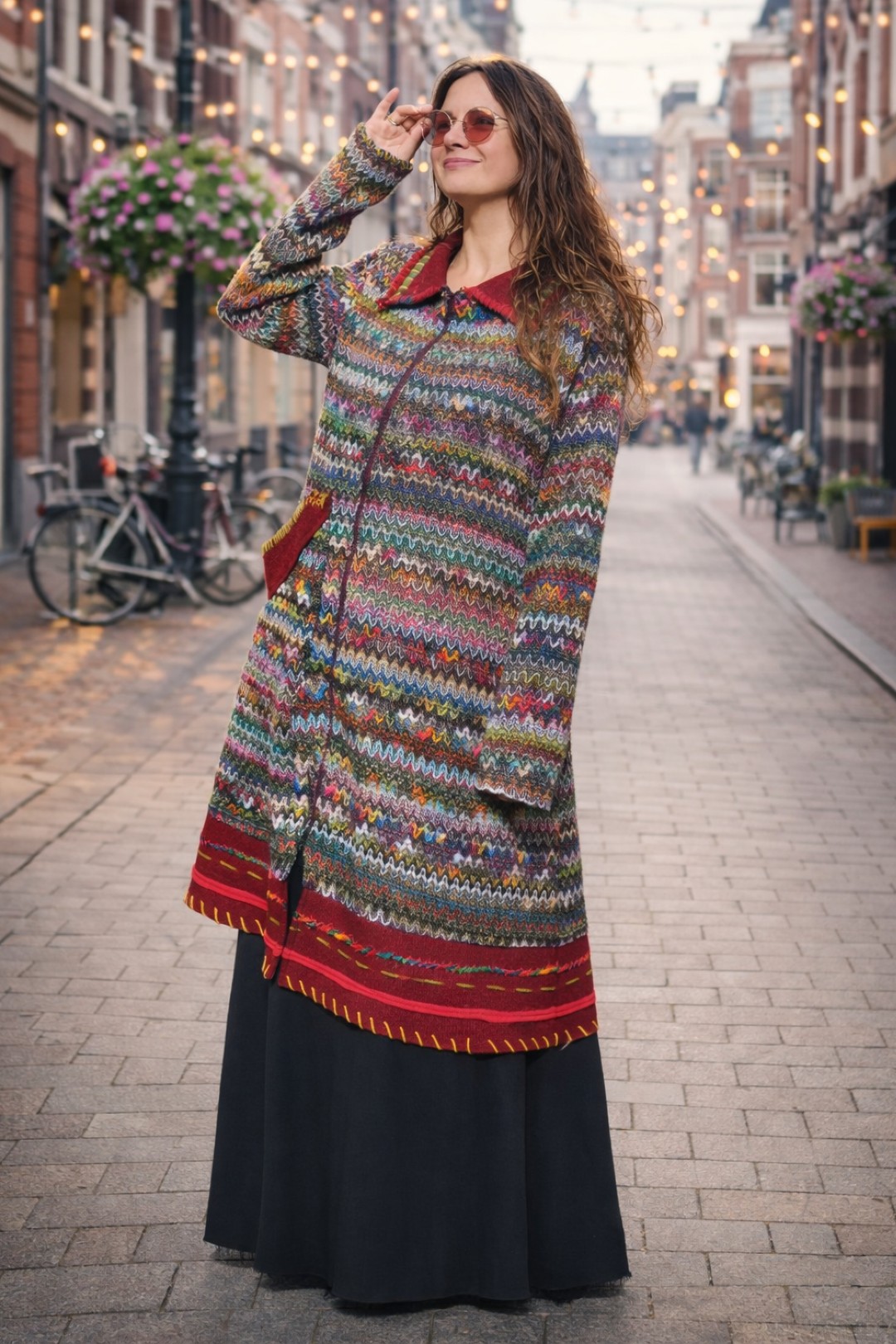 Zyra Colorful Zigzag Coat