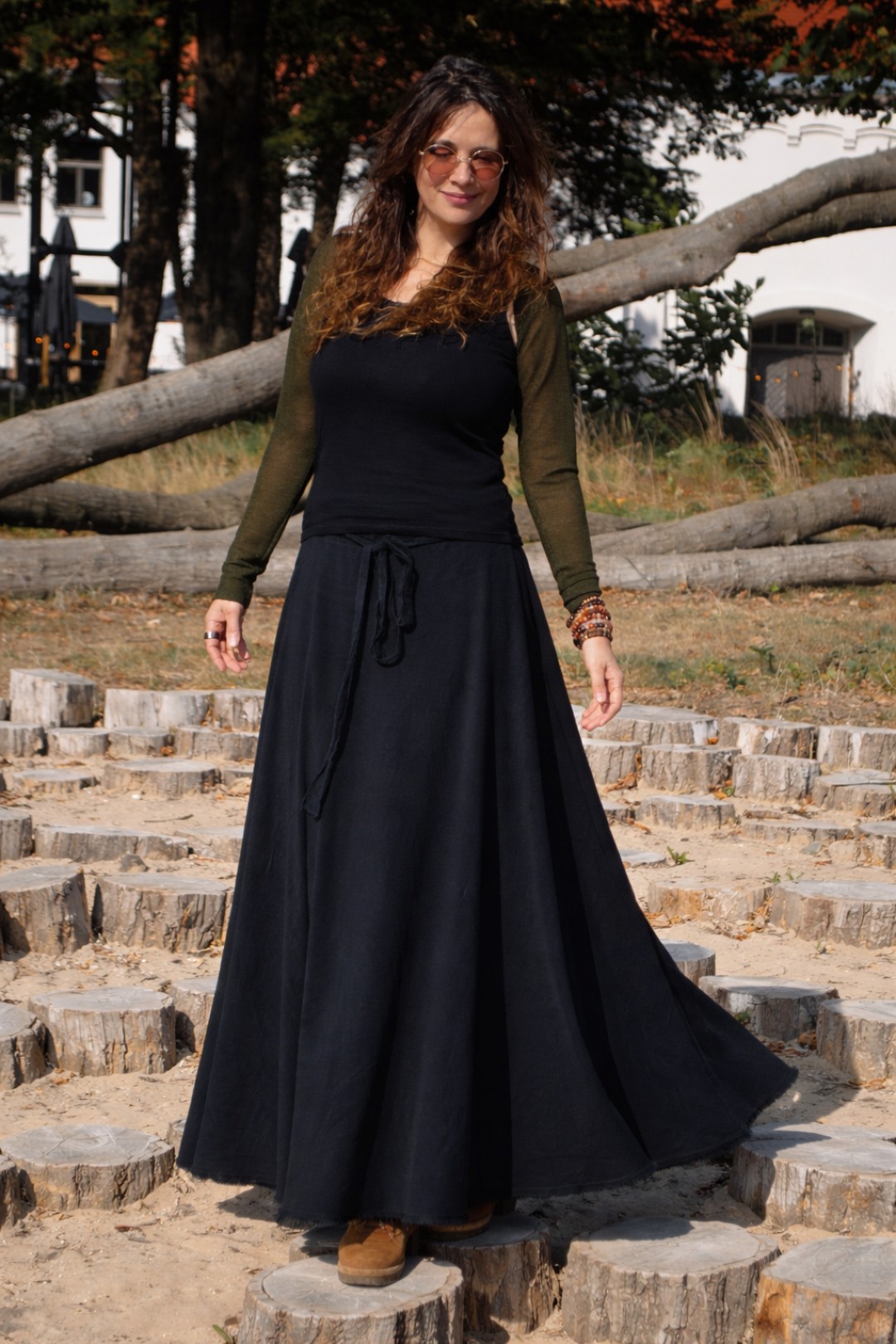 Danu Wrap Skirt Black Cotton